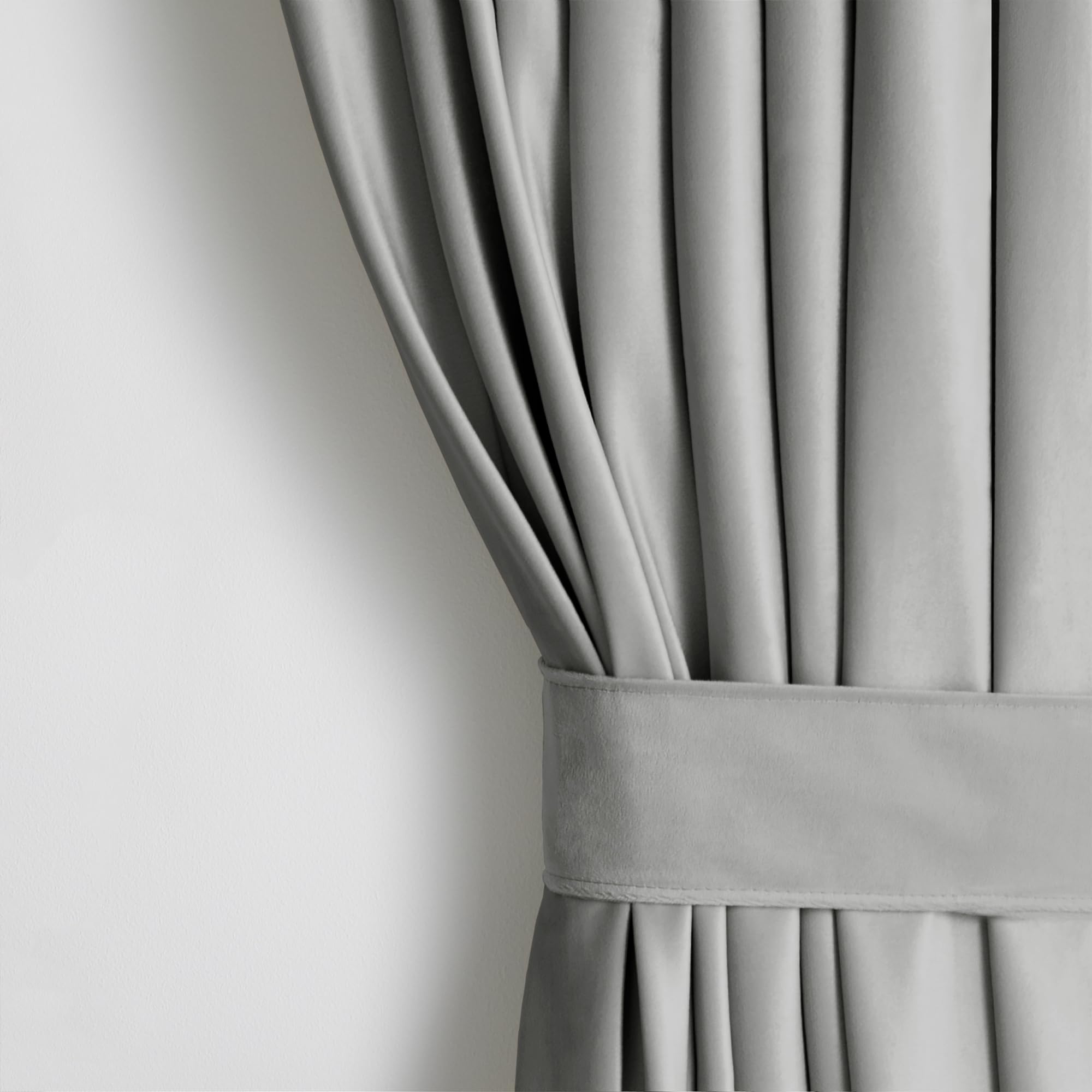 AmeliaHome Tenda effetto velluto, 140 x 270 cm, in acciaio, 1 pezzo, nastro arricciato, in velluto, decorazione per finestra, leggera e luccicante