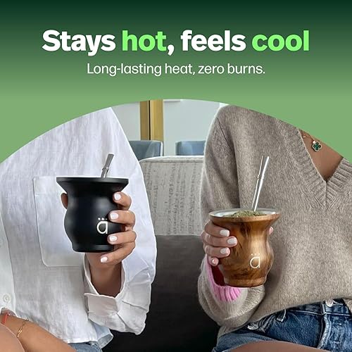 Vista 32 de Kalmateh Modern Yerba Mate Gourd - Doble pared 18/8 de acero inoxidable - Incluye bombilla y un cepillo de limpieza - 9 oz, 9.1 fl oz (mármol)