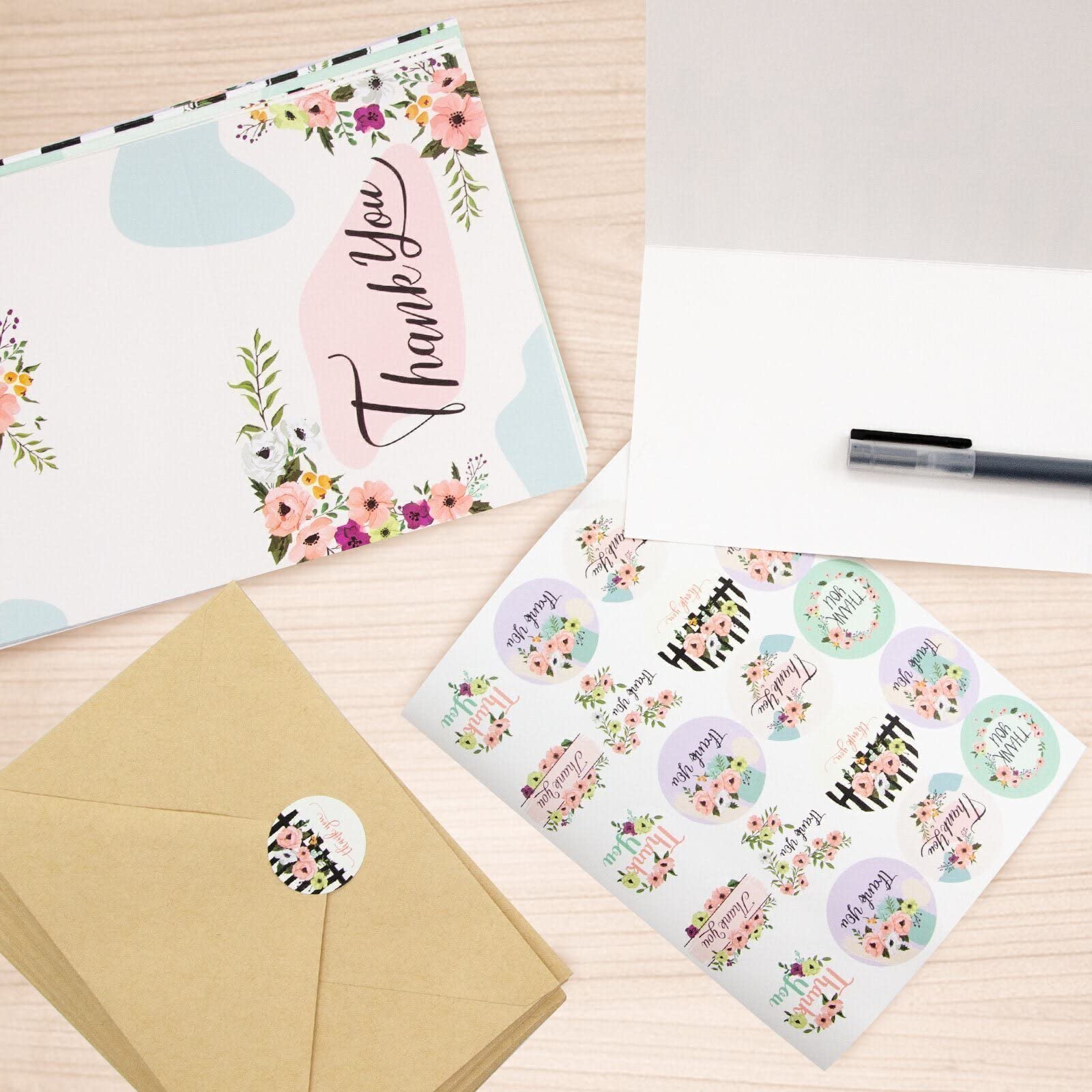 Amazon.com : Grid Flower Thank You Cards with Envelopes and Stickers  Classic Thank You Notes Greeting Cards Teacher Graduation Friends Family  Wedding Business Gift Cards Birthday : Office Products