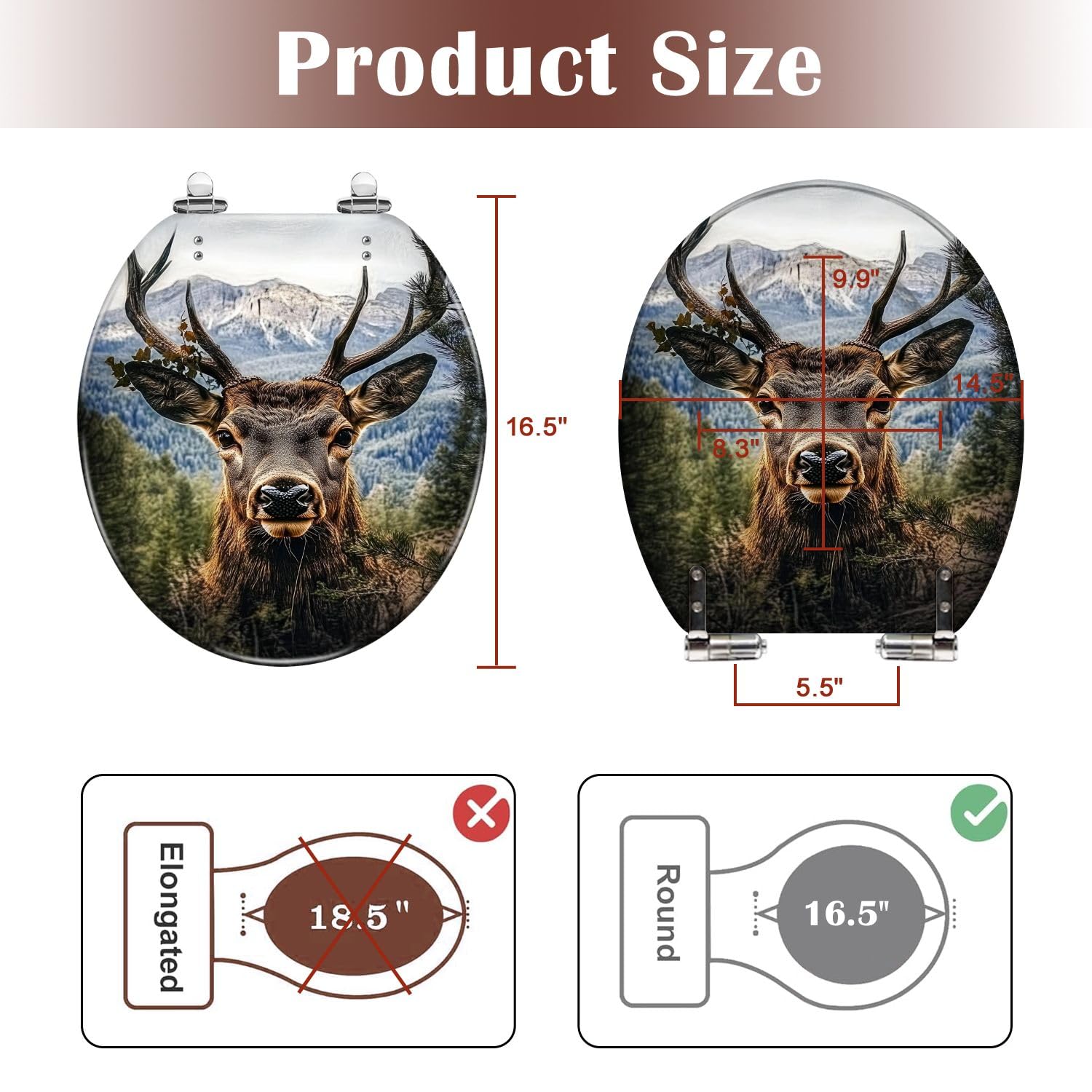 Asiento de inodoro alargado de bambú estilo zen para baño