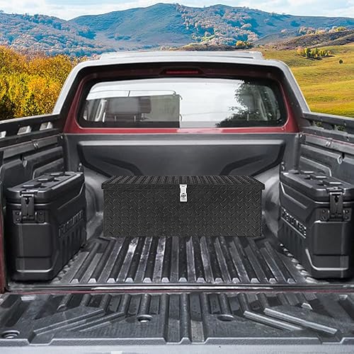 Miniatura 8 de TUFFIOM Caja de herramientas de aluminio para camión de 30 pulgadas, caja de herramientas de almacenamiento con llave y 2 llaves, rectangular, color