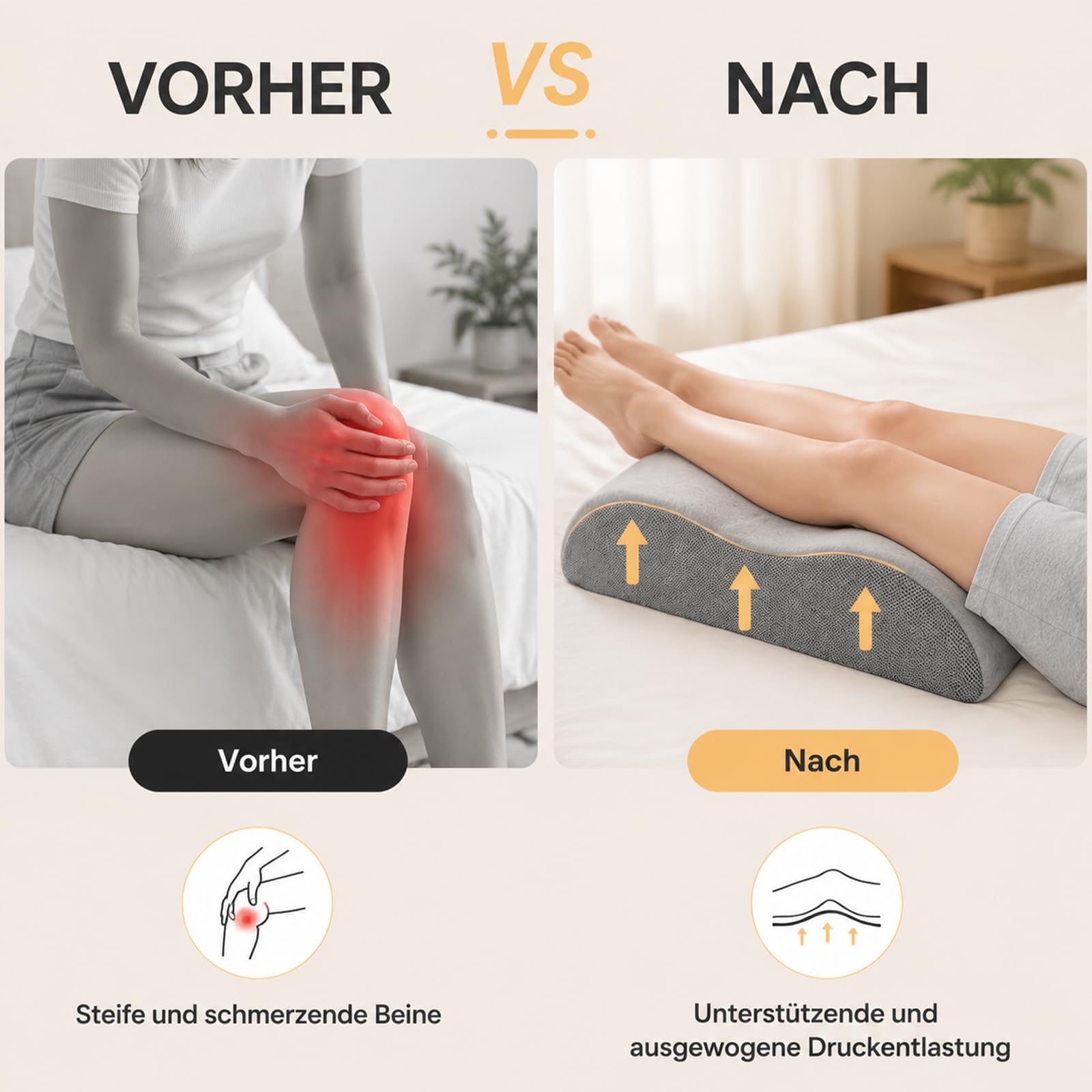 Cuscino Alza Gambe Sollevate Ergonomico per Dormire, Cuscino Gambe Circolazione Multifunzione Schienale e Seduta, Cuscino Ginocchia per Dormire, Vene Varicose, Fodera Sfoderabile Traspirante, Grigio
