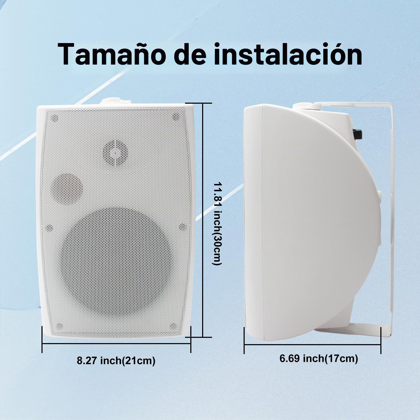 STUDIOFINIX Altavoces para Exteriores de 6.5 Pulgadas montados en la Pared, 800 W, Color Negro, solución de Audio Resistente a la Intemperie y de Alto Rendimiento (4 Altavoces) (Blanco)