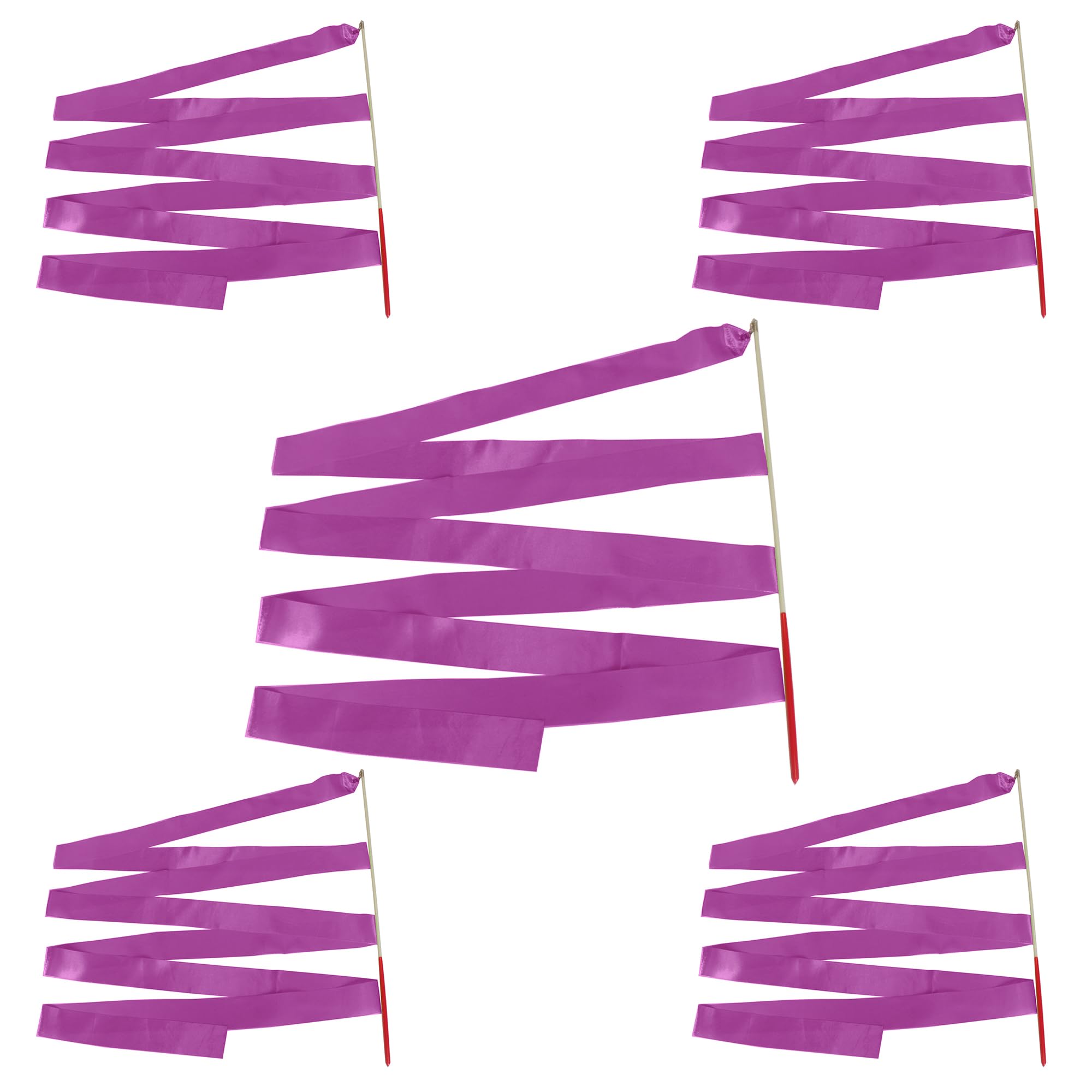 WedDecor 4M Rhythmic Gymnastics Ribbon, 4 Metre Dance Streamer Wand for Kids Ballet, Circus Skills, Festival Parades, Artistic Dance & Fitness Routines, Purple - 5pcs โ image 1