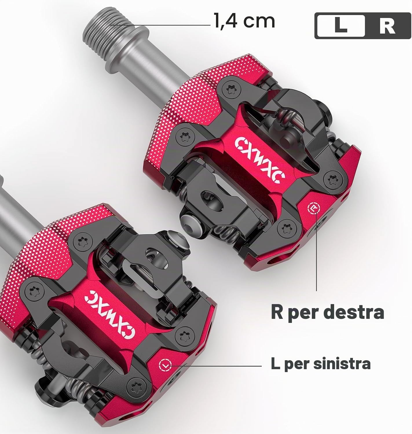 CXWXC Pedali per bicicletta Clic, pedali per mountain bike, pedali double face, piattaforma larga, antiscivolo, con 3 cuscinetti in alluminio, leggeri per mountain bike, trekking