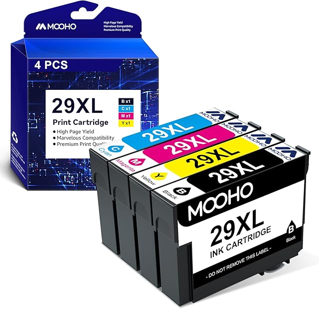 Mooho 29 XL Ink Cartridges Compatible for Epson Expression Home XP-342 XP-352 XP-332 XP-442 XP-245 XP-235 XP-345 XP-247 XP-255 XP-257 XP-335 XP-355 XP-432 XP-435 XP-455 (4 Pack)
