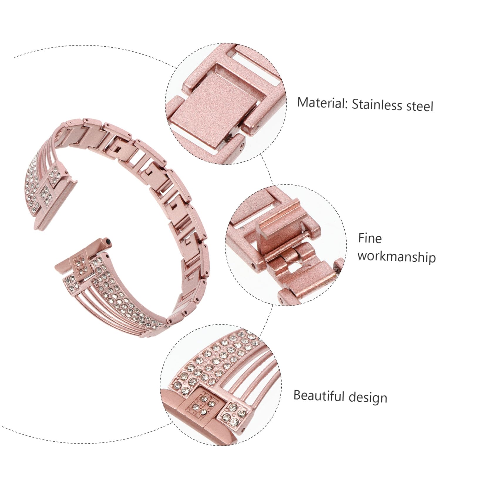 Diamante- Correa Festoneada Diamantes De Imitación Correa De Reloj Pulsera Ajustable Reloj Pulseras a es De Imitación a De as De Acero Inoxidable