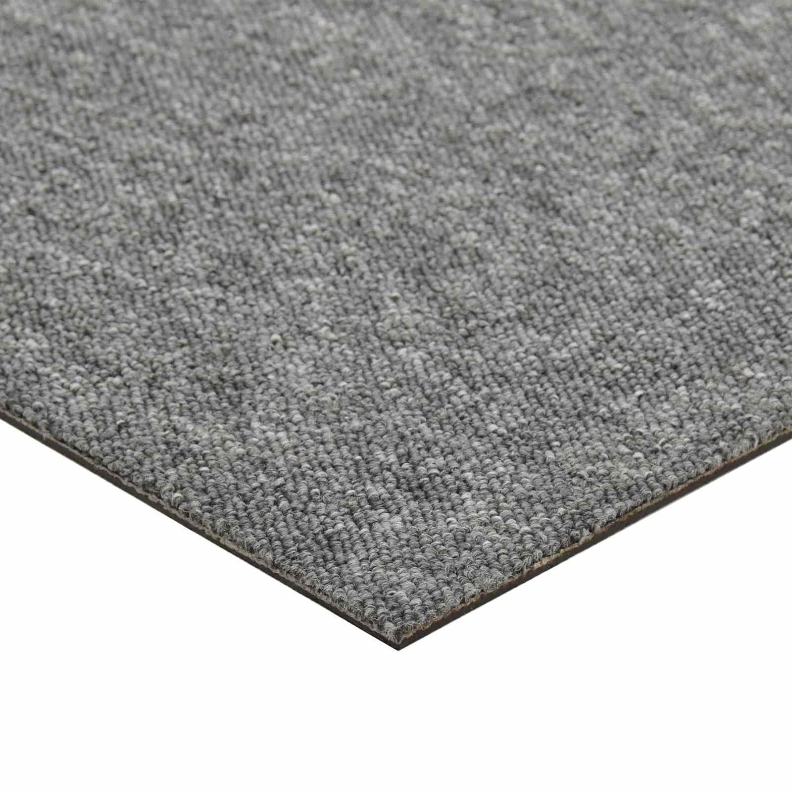 Teppichfliesen 20er Set Grau Anthrazit, Modulare Bodenfliesen 50x50 cm aus 100% Polypropylen für Büro und Wohnbereich, Robuste Auslegeware ca. 5 m² Gesamtfläche, Quadratisch