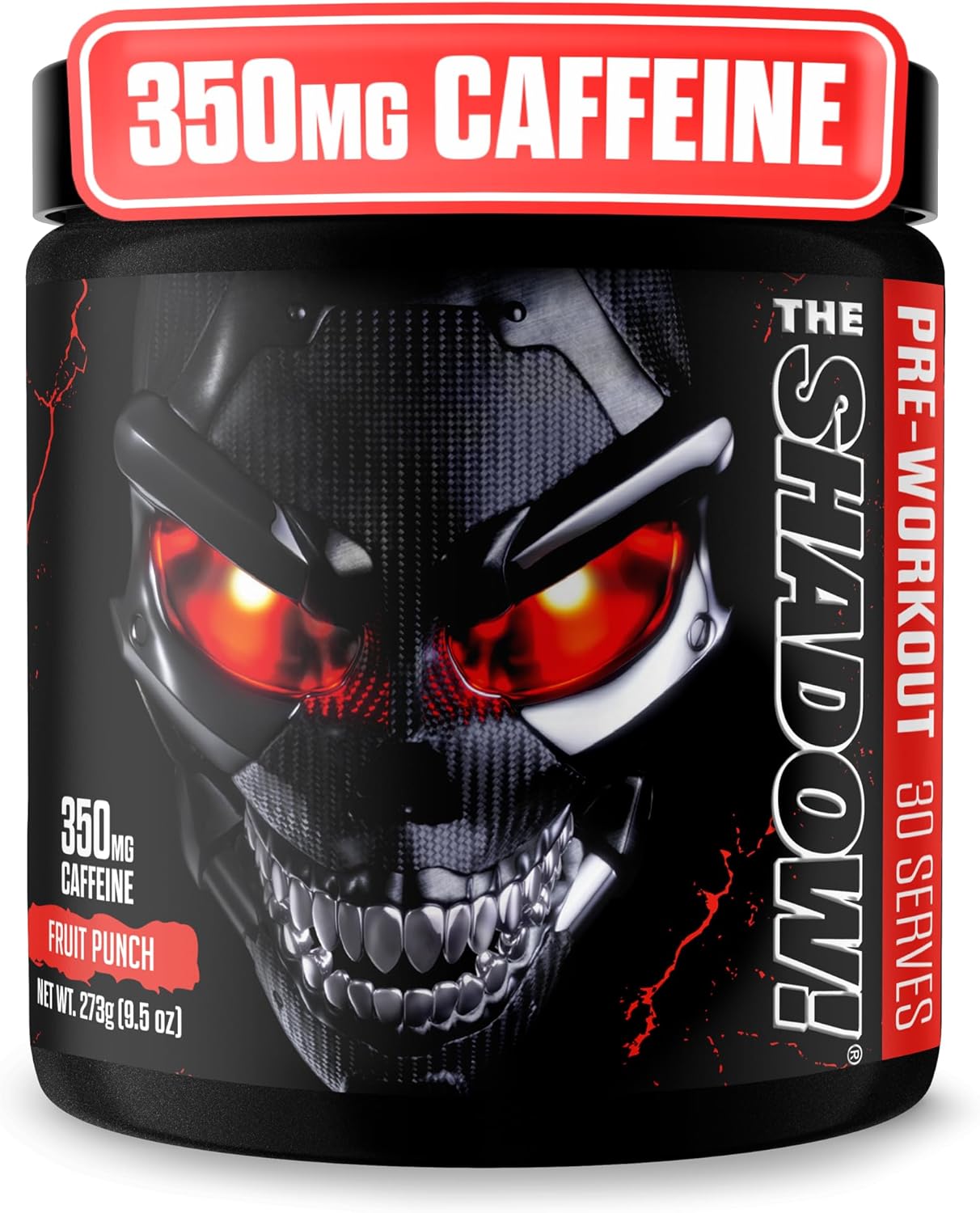 JNX SPORTS The Shadow! High Stim Preworkout | 350mg of Caffeine | Fruit Punch 30 Servings | Electric Energy, Mental Focus & Superhuman Strength for Men & Women