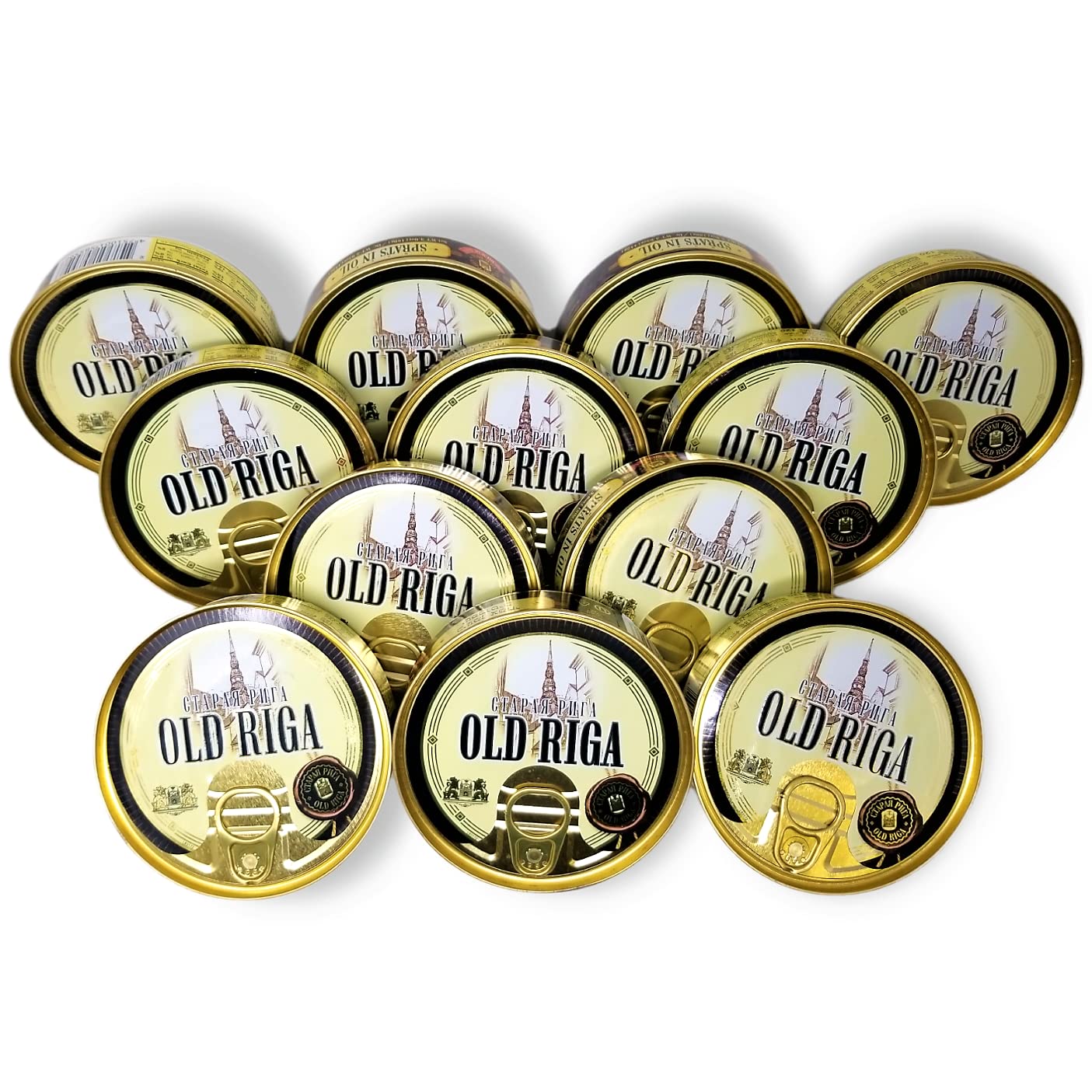Old Riga Smoked Sprats in Oil 160g/5,6 Oz | Kosher Product, Non GMO, Keto Friendly | Rich in Omega-3 Fatty Acid, Vitamins and Minerals| From Fresh Wild Caught Sardines of Cold European Seas| (Pack of 12)