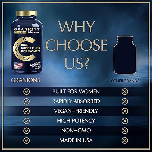 Miniatura 6 de Suplementos veganos de hierro para mujeres, suplemento de hierro para el embarazo y la anemia, vitaminas prenatales de ácido fólico, 194% sulfato
