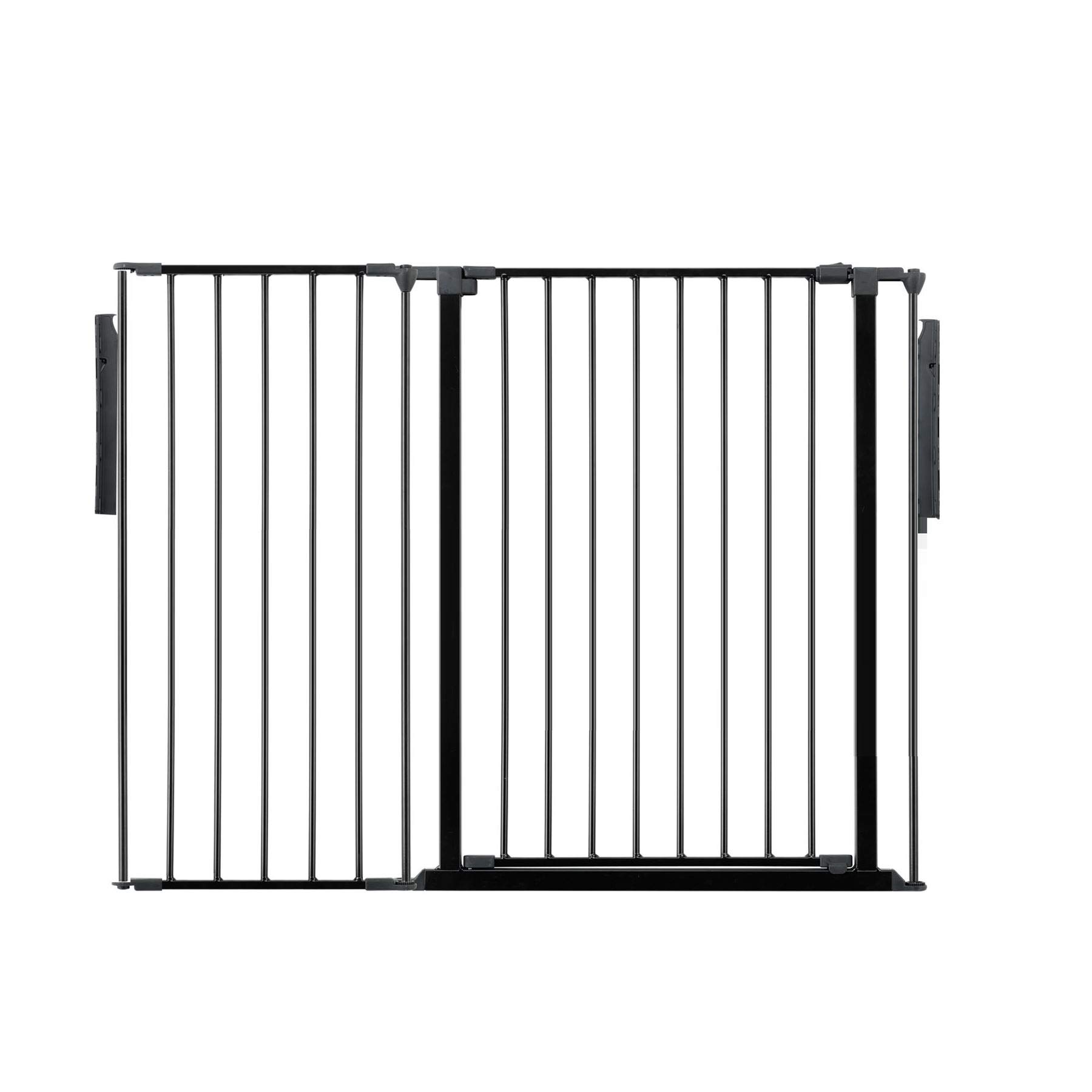 Safetots Premium Extra Tall Room Divider, up to 128cm Wide, Black, 105cm Tall, Multi Panel Flexible Room Barrier, Room Divider with Door for Baby and Toddler, Easy Installation