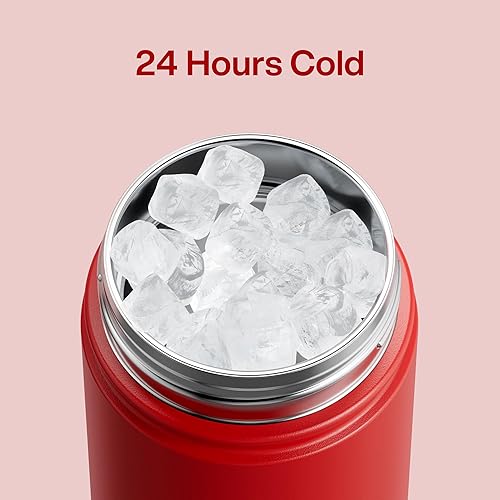 Miniatura 970 de ENCOOL Botella de agua aislada con popote, de acero inoxidable, a prueba de fugas, sin BPA, al vacío de doble pared que se mantiene fría durante 24