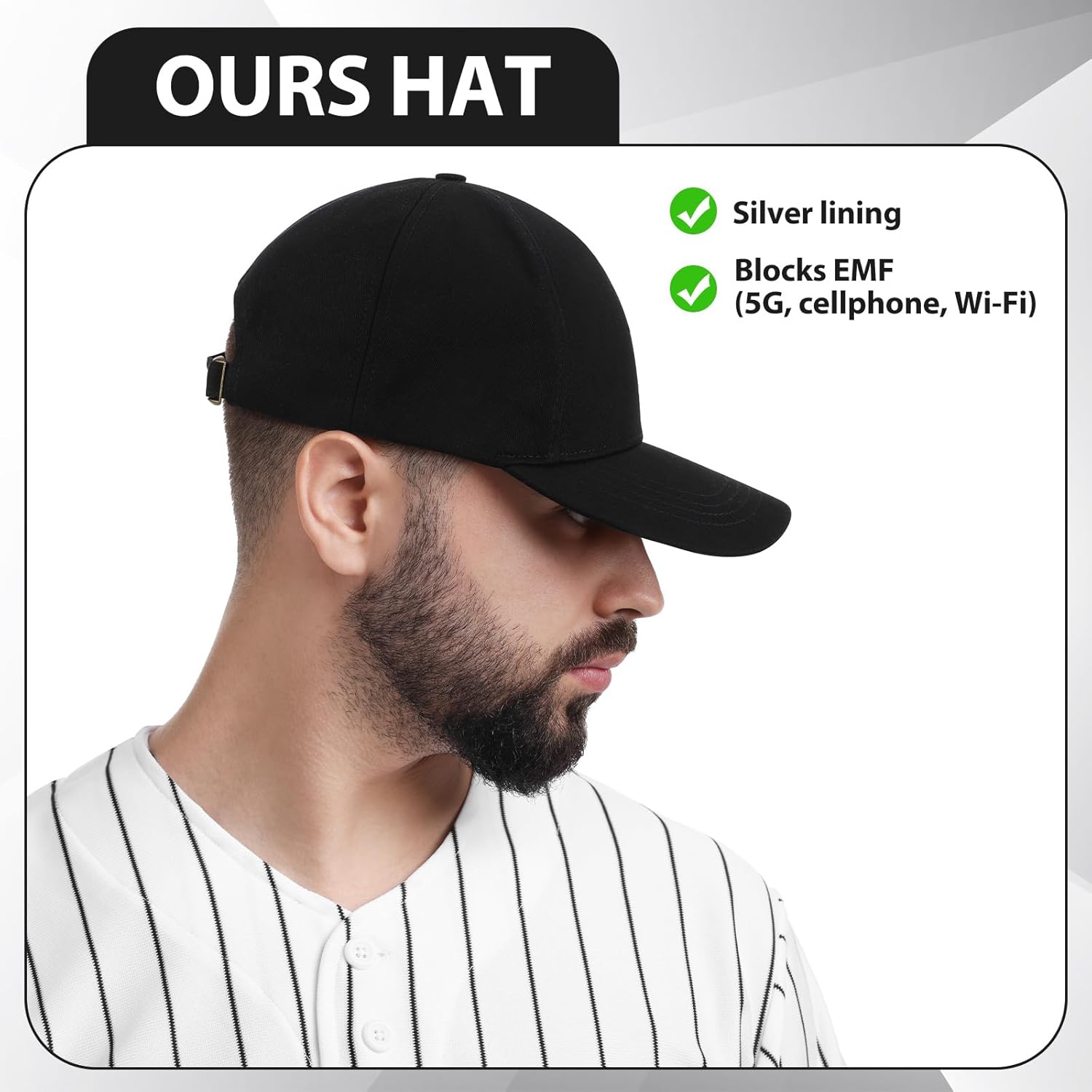 2 Pieces Faraday Protection Hat Black Hat for Women Men, 5g, 4g, 20.47-24.02 Inch/ 52-61 cm