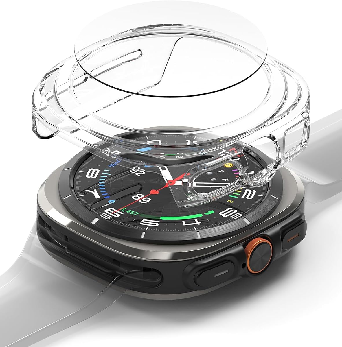 Ringke para Samsung Galaxy Watch Ultra Estuche y protector de pantalla [delgado] | Paquete combinado transparente, estuche liviano antiamarilleo y vidrio templado de dureza 9H, no se necesitan herramientas