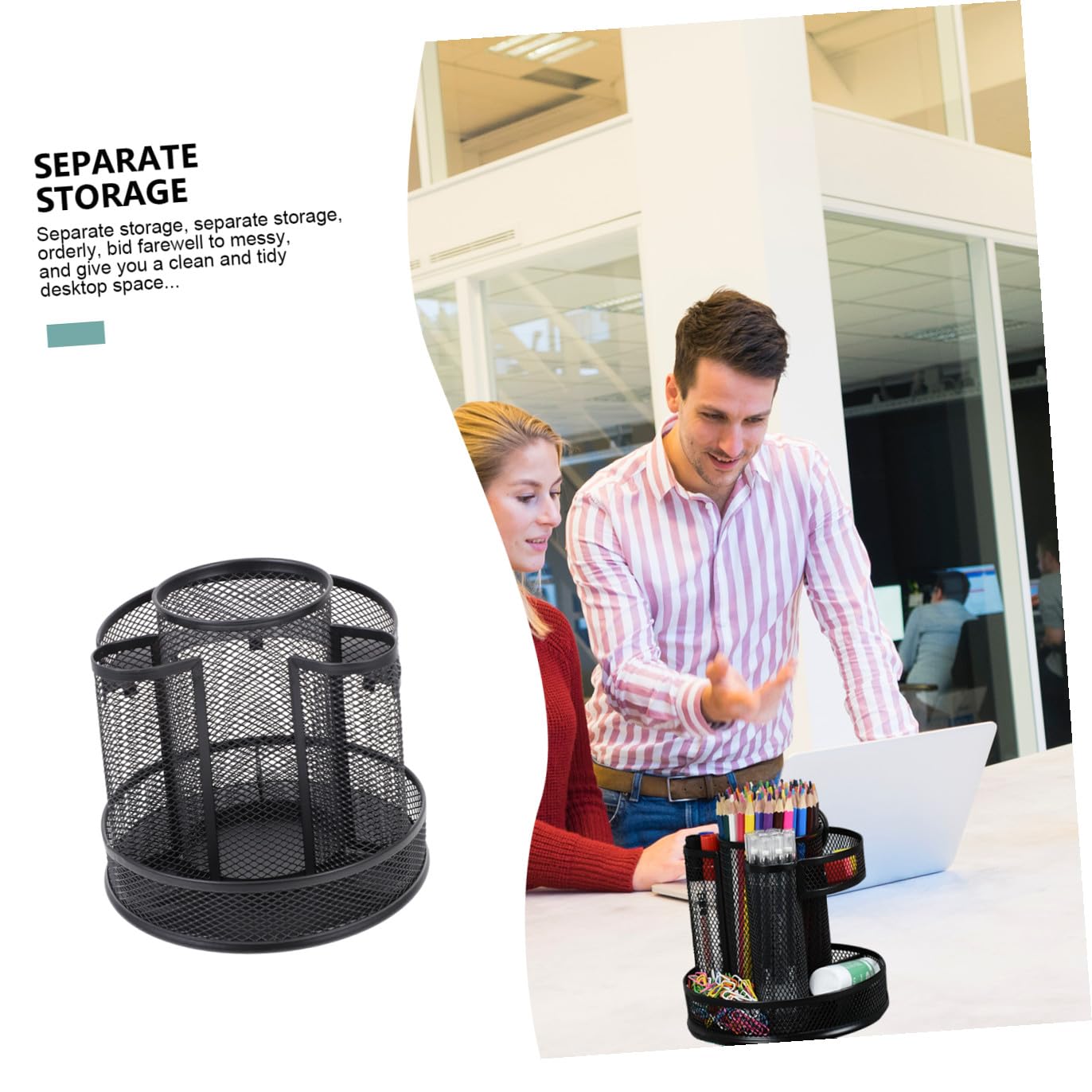Uonlytech Drehbarer Stiftehalter aus im Mesh Design Rotationsstifte Organizer für Schreibtisch zur Aufbewahrung von Stiften Make Up Pinseln und