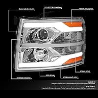 Vista 2 de DNA MOTORING HL-HPL-CSIL07-G2-CH-AM - Faro delantero de doble proyector LED DRL compatible con Chevy Silverado 2007-2014, cromo/ámbar