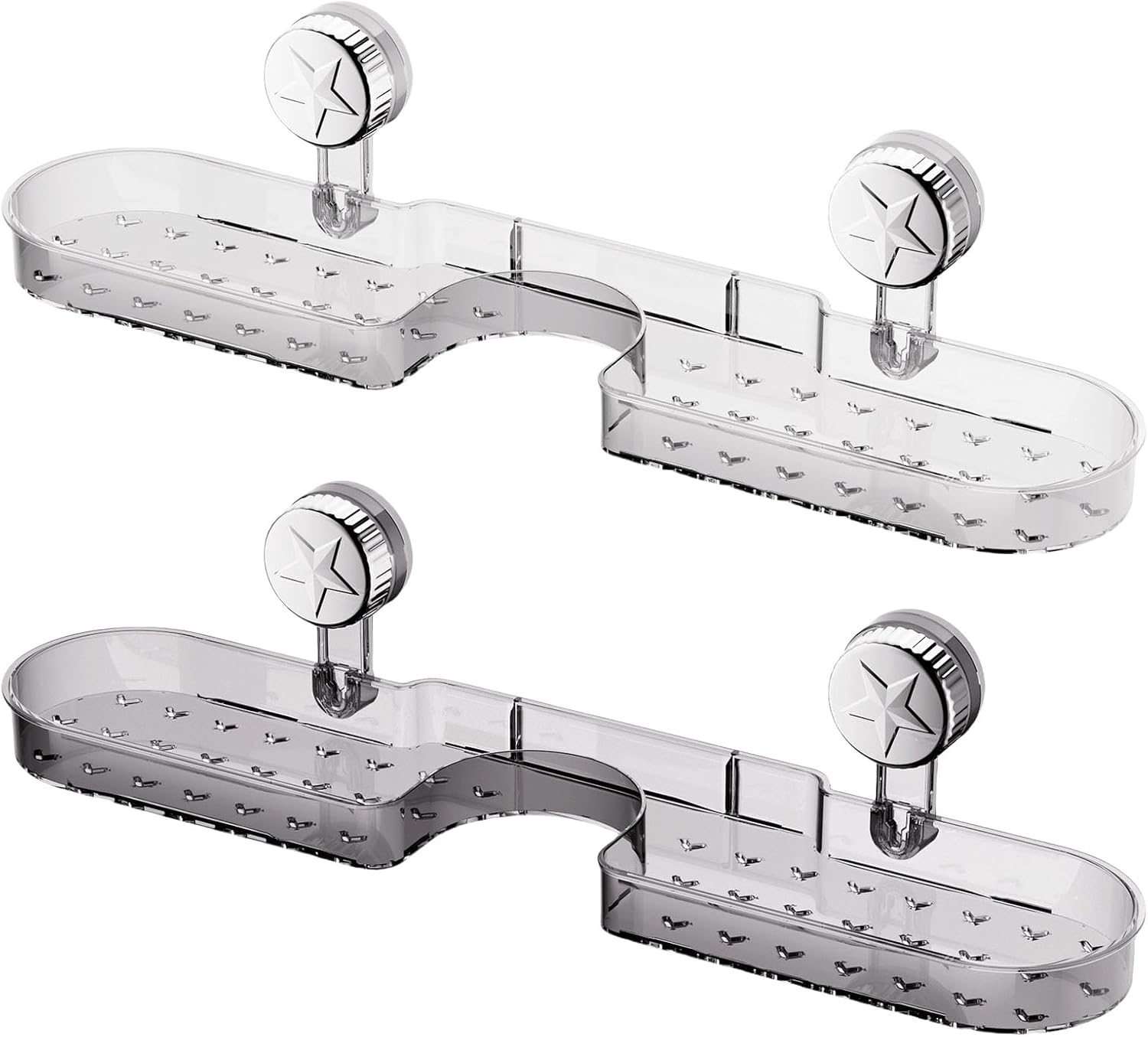 Rustproof Shower Organiser for Shampoo Wall Mounted Suction Cup Storage Rack Space Saving Bathtub Accessories Holder Rustproof Bathroom Storage