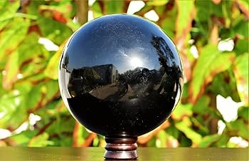 Amazon.co.jp: 水晶 天然黒曜石 球体 ブラケット 大水晶玉 加工石