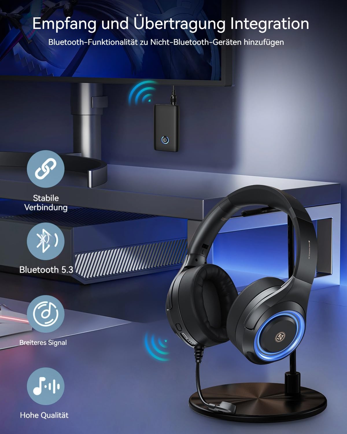 Bluetooth Adapter Audio nadajnik Bluetooth 2 w 1 odbiornik nadajnika 5.3 gniazdo AUX 3 5 mm do słuchawek głośników samochodu telewizora ładowanie Type-C