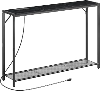 Sofa Table with Power Outlet, 43.7" Console Table with USB Ports, Behind Couch Table, Entryway Table for Living Room, Entryway, Foyer, Metal Frame, Adjustable Feet, Black CTHB11E01