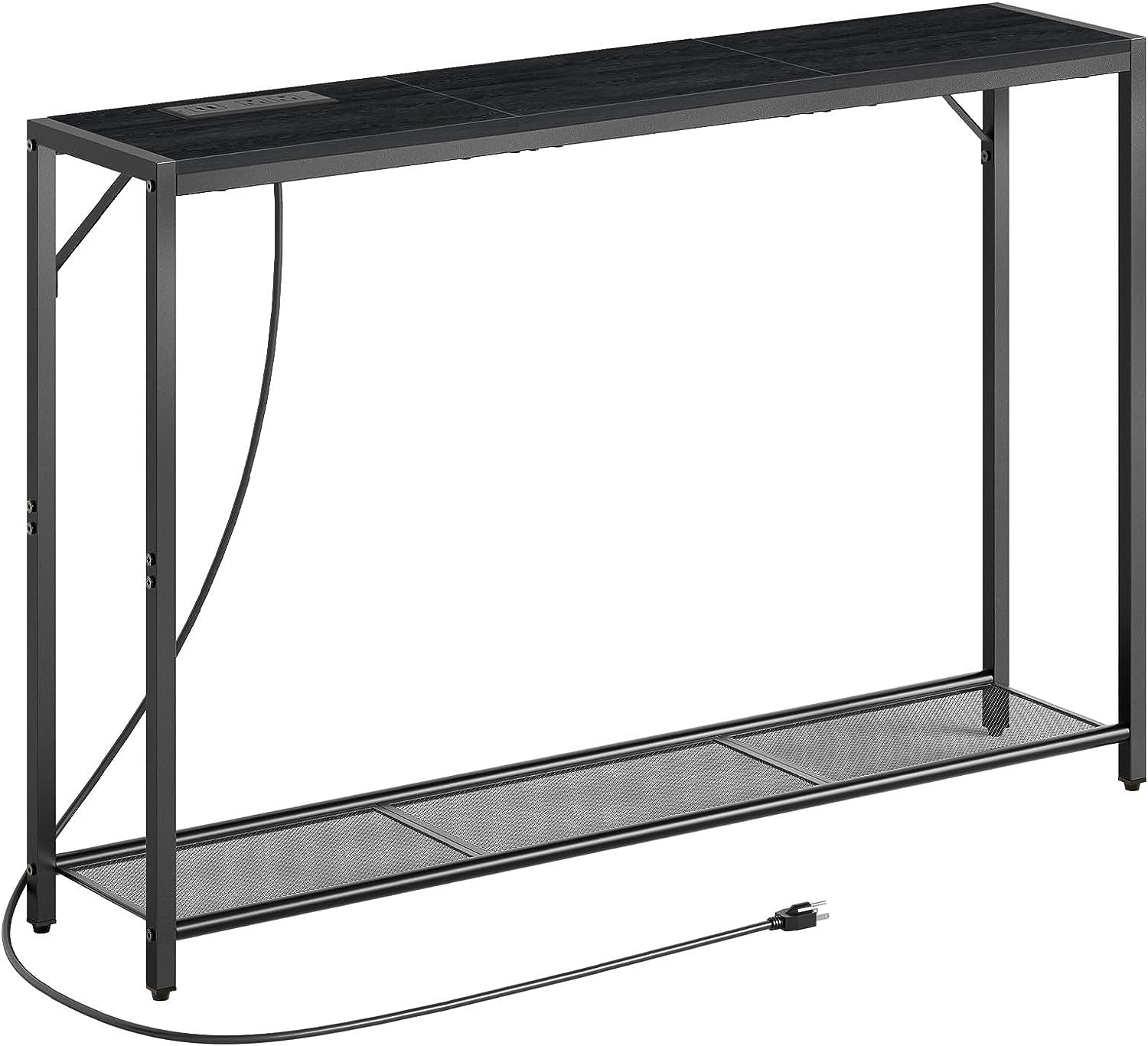 MAHANCRIS Sofa Table with Power Outlet, 43.7" Console Table with USB Ports, Behind Couch Table, Entryway Table for Living Room, Entryway, Foyer, Metal