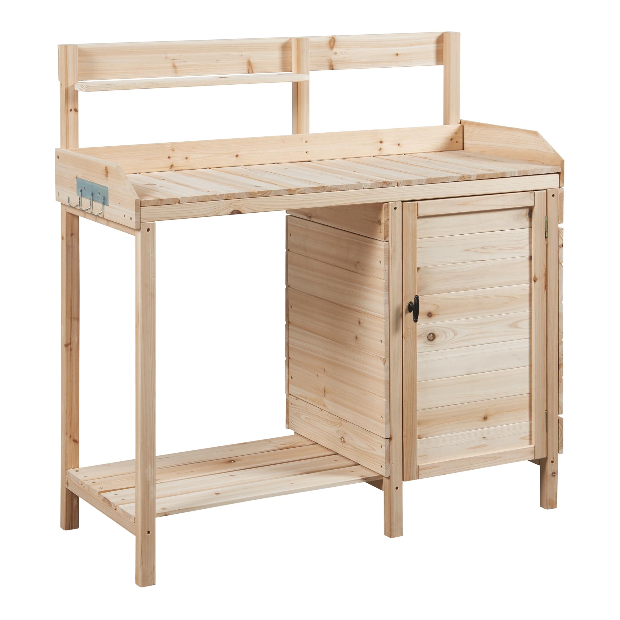 casa.pro Pflanztisch Alessano Gärtnertisch mit Unterschrank Gartenregal Gartenarbeitstisch Tannenholz Outdoor Blumentisch Arbeitsplatte 110 x 107 x 46 cm Holztisch