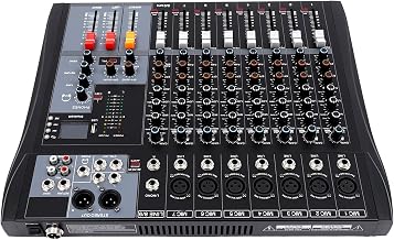 8 Channel Audio Interface Sound Board Mixing Console,DJ Console with Bluetooth USB, Sound Mixing Console and Audio Console for Karaoke Wedding Party Recording Broadcast