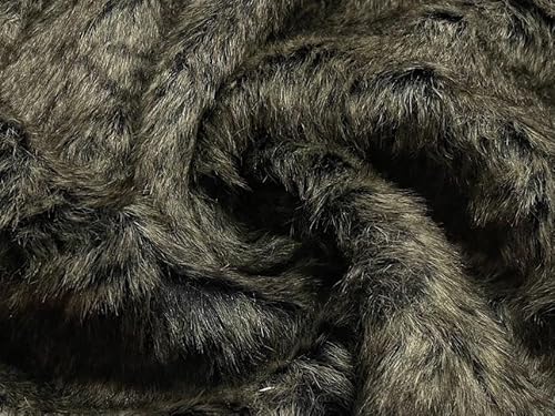 Super Luxury Faux Fur Fabric Material Black Coyote 1/2MTR