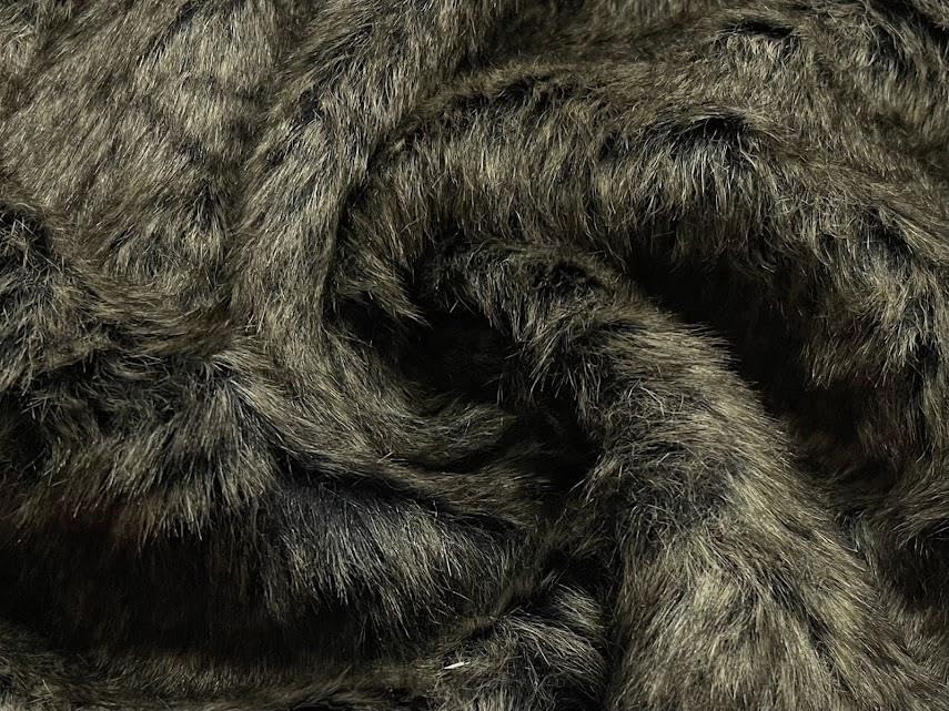 Super Luxury Faux Fur Fabric Material Black Coyote 1/2MTR