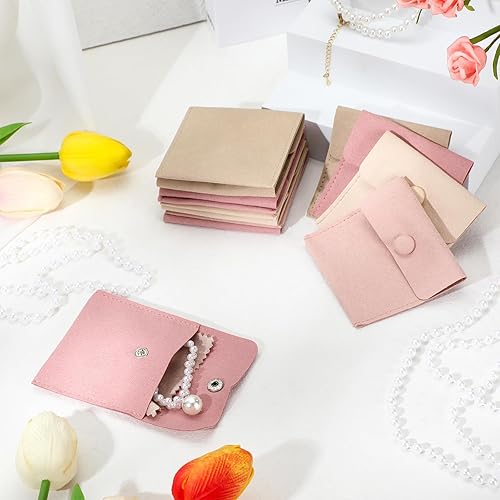 Miniatura 5 de Cunno Paquete de 120 bolsas de microfibra para joyas con paño de limpieza de 3.2 x 3.2 pulgadas, bolsa de embalaje de joyas con bolsas de botón a