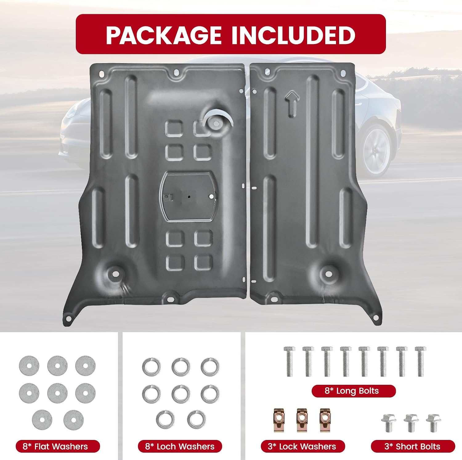 Front Skid Plate Fit for Tesla Model 3 2017-2025 & Model Y 2020-2025 | Manganese Steel Under Engine Guard Cover, Splash Shield Cover, Install Accessories Included, Black