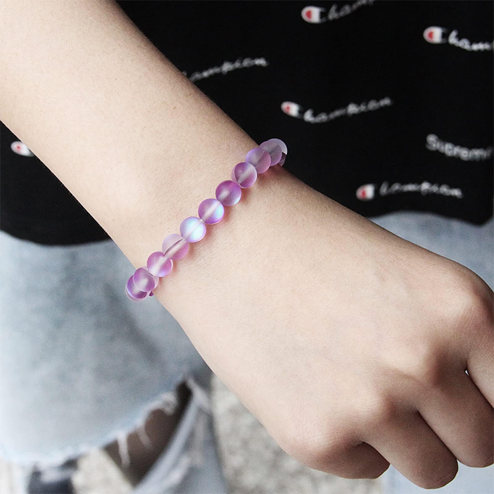 YCTTKDD Bracciale con Perline in Pietra Naturale da 8 mm per Donna, Uomo, Bracciale con Perline di Quarzo, Braccialetti con Perline di, Agata Rotonda, Regalo di Gioielli
