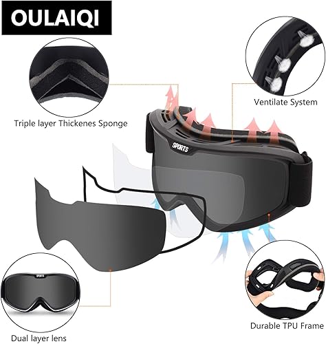 Miniatura 4 de Snow Goggles Ski Goggle for Man Women Frameless Motorcycle Snowboarding Goggles for Skiing Climbing Snowboarding