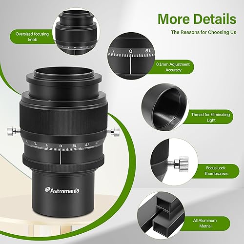 Miniatura 6 de Astromania Micro focalizador helicoidal de 2" con rosca M48 y escala de 0.004 in para telescopio planetas más afilados en cualquier telescopio