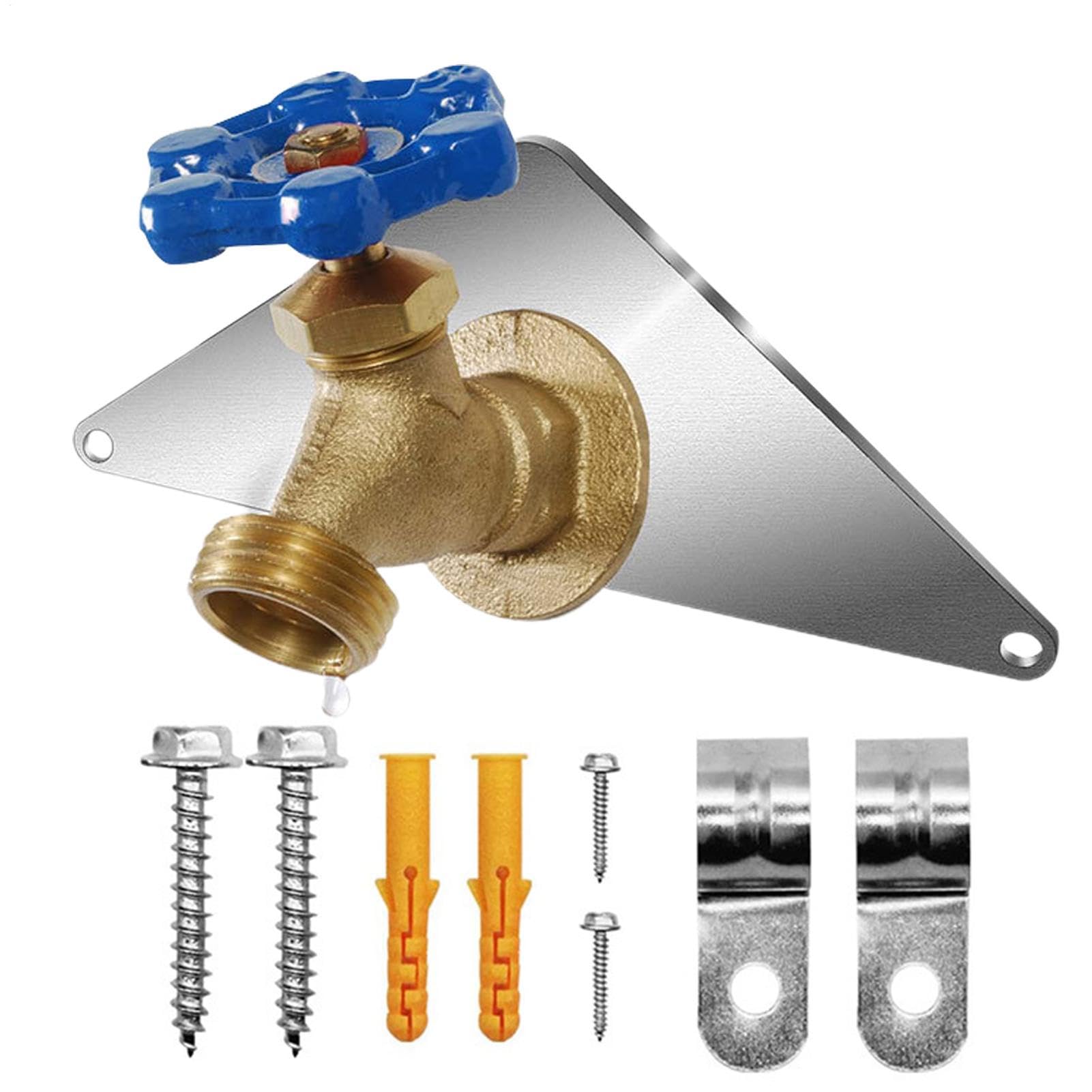 Hogvinnatil Outdoor Tap Mounting Plate Hose Slat, Hose Bibb Mounting Plate, Triangle Outdoor Frost Proof Siding Mounting - Triangle, Bigot Mounting Board Made of Stainless Steel, Anti-Rust Against Tap