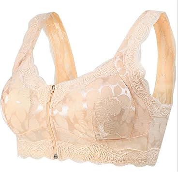 Front buckle zipper after mastectomy special breast implant bra breast formation thin underwear adjustable bra straps have been improved following breast augmentation surgery lift reduction,Flesh,M