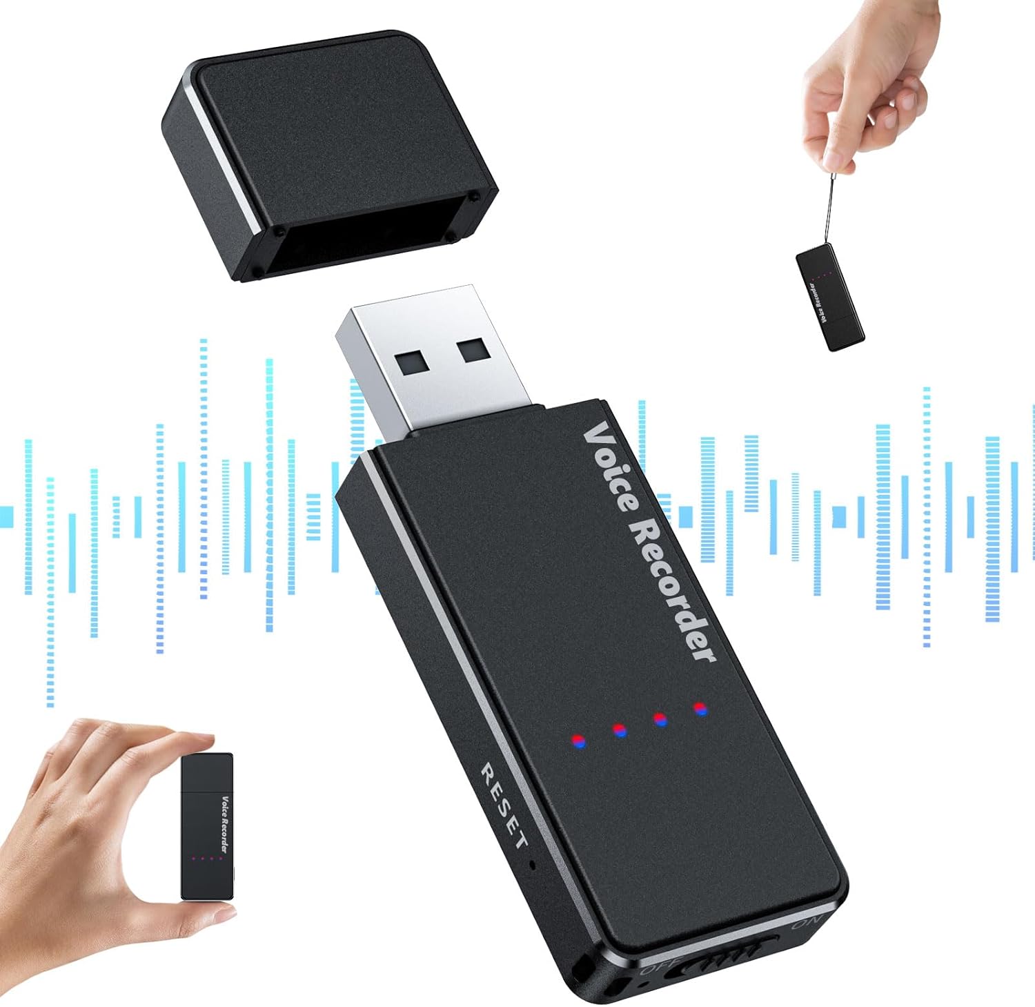 Digital voice recorder with 64GB storage and playback display