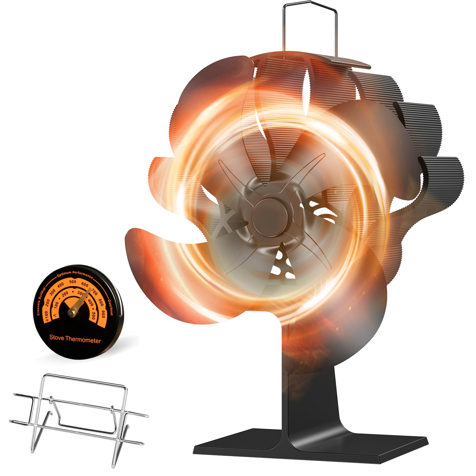 Amazon.com: PEDOOD Silent Wood Stove Fan with Bracket Fixed on Heater,4  Innovative Blade Heat Powered Fireplace Fan with Magnetic Thermometer for  Wood/Gas/Log Burne Stove,Camping/Picnics Outdoor/Indoor Use : Home u0026 Kitchen