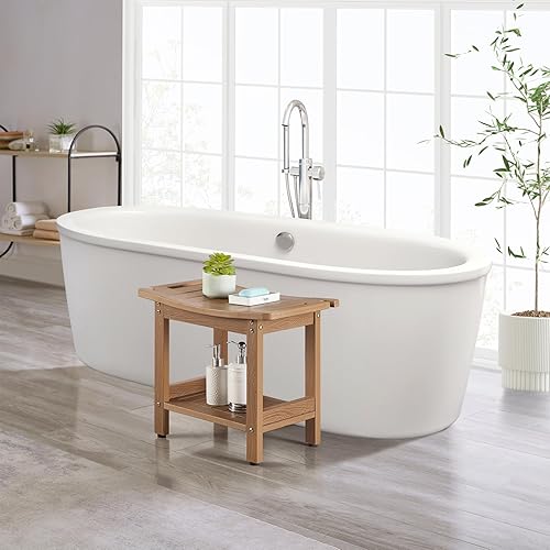 Miniatura 9 de Bancos de ducha para ducha interior, taburetes de ducha impermeables de plástico, asiento de ducha blanco de madera de polietileno, taburete de