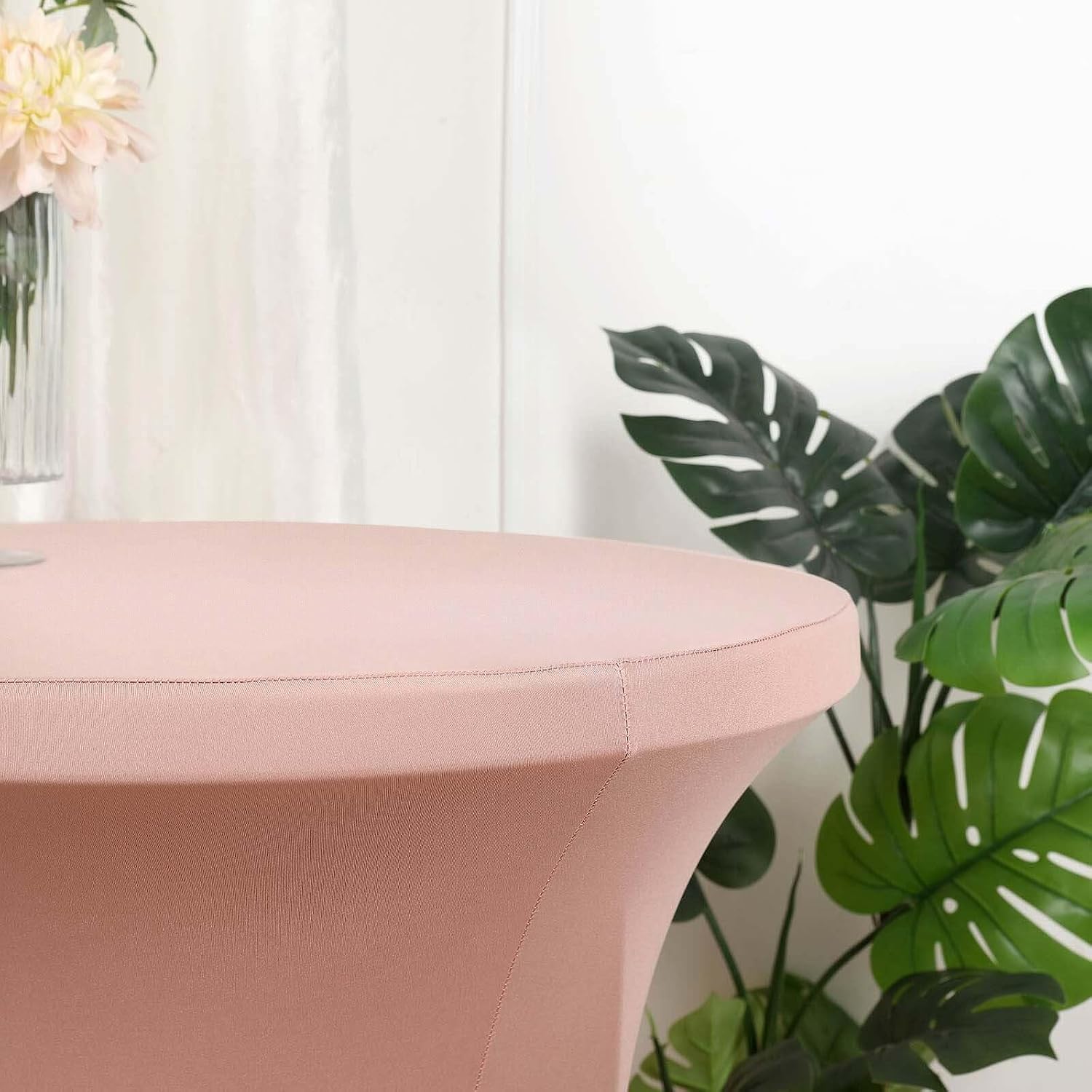 Efavormart Dusty Rose Wholesale Stretchy Spandex Tablecover for Cocktail Table Wedding Party Bar Restaurant Tablecloth