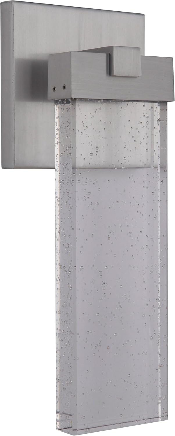 Craftmade Z1604-SA-LED Aria Crystal Outdoor LED Wall Sconce, Satin Aluminum 1-Light (6"W x 15"H) 12 Watts