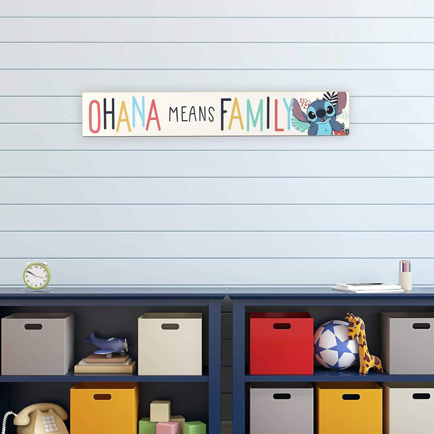 Open Road Brands Disney Lilo and Stitch Wall Art - Ohana Means Family Wood Wall Decor - Large Lilo and Stitch Sign for Home Decorating