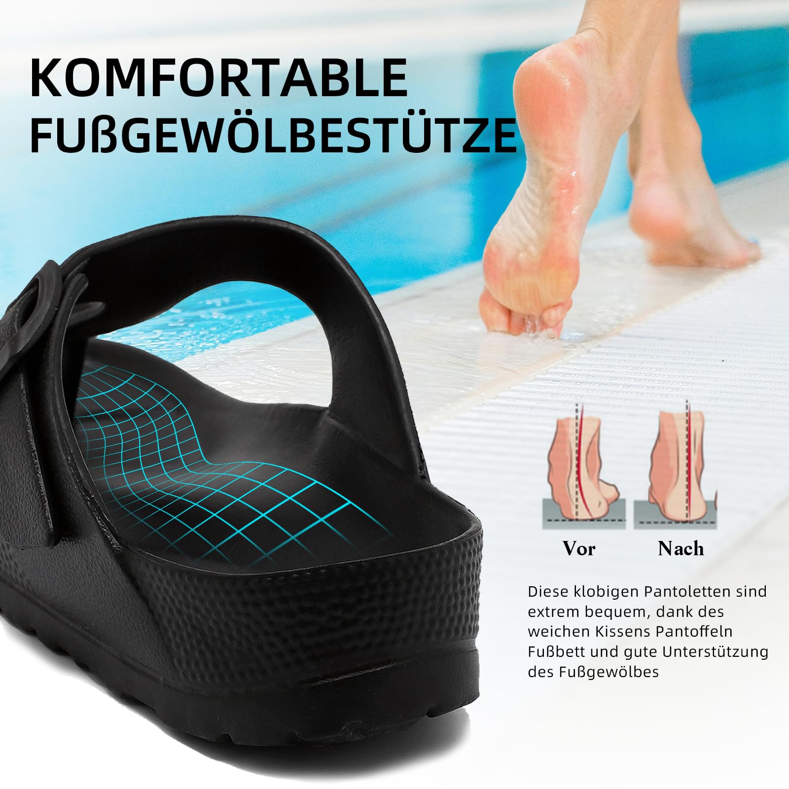 Estive Eva Infradito Donna, Sandalo Uomo Fibbia Regolabile, Unisex Ciabatte Antiscivolo, Eleganti Flip Flop Zoccoli, Ortopediche Pantofole Sabot Scarpe