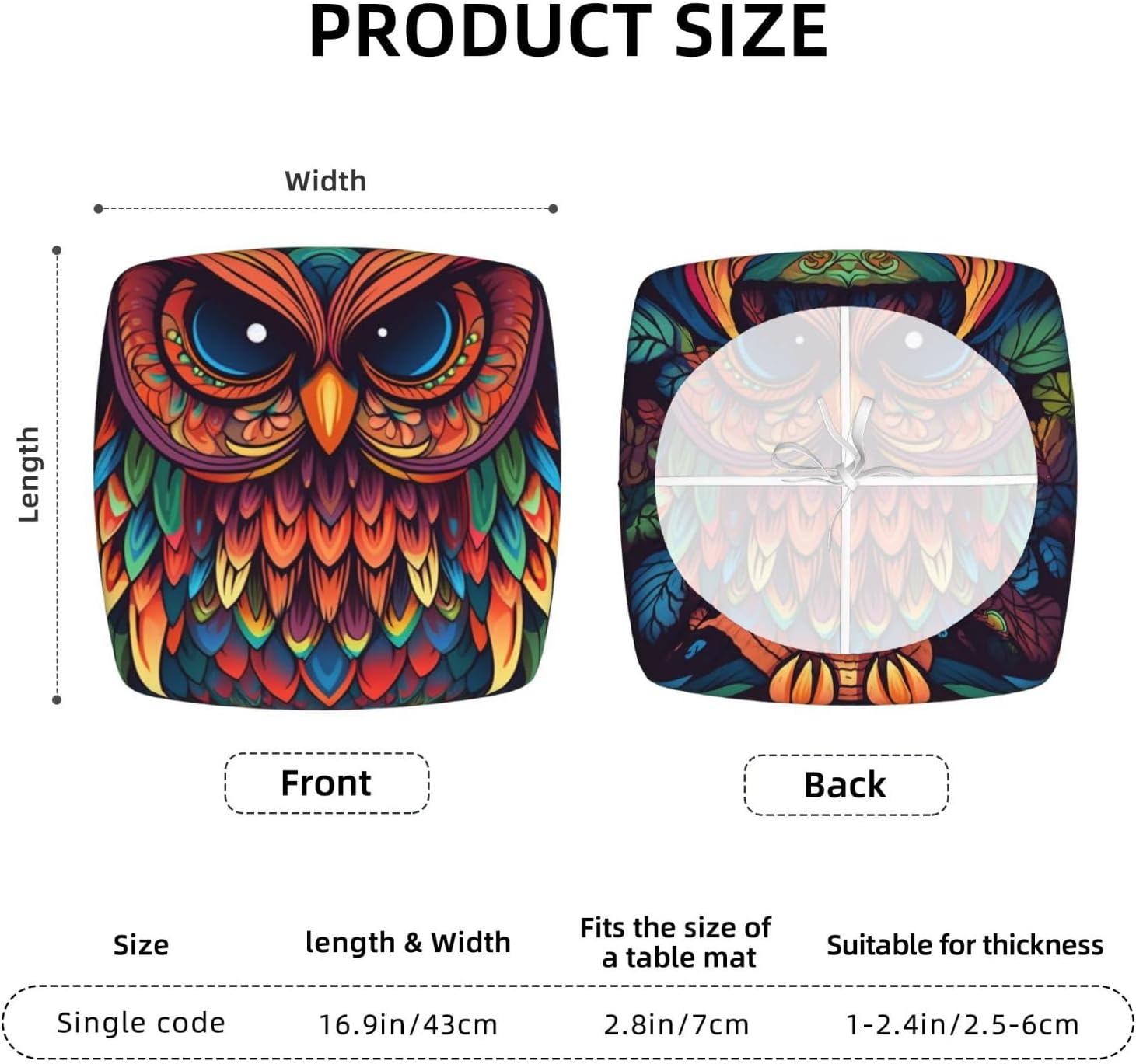 Chair Seat Covers set of Four Pieces Square Chair Covers Washable Seat Slipcovers Color owl pattern Cushion Cover Removable Cushion Slipcover for Dining Chairs Chair Protectors Cover for Home Kitchen