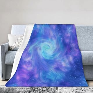 Soft Throw Blankets 50"X40" Bed Blankets Blue Purple Halo Swirl Art Painting Anti-Pilling Flannel Fleece Throw Blankets for Couch Sofa Fluffy Throws for Living Room Picnic Kids Blanket Gift