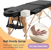 Vista 2 de BestMassage Cama de masaje portátil de 23 pulgadas de ancho, altura ajustable, 2 plegables con bolsa no tejida para spa, masaje de pies, cuidado