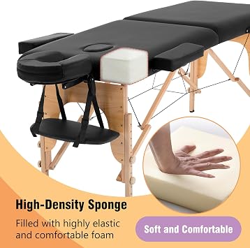 BestMassage | Portable Massage Table | 23 Wide, Black PU Leather