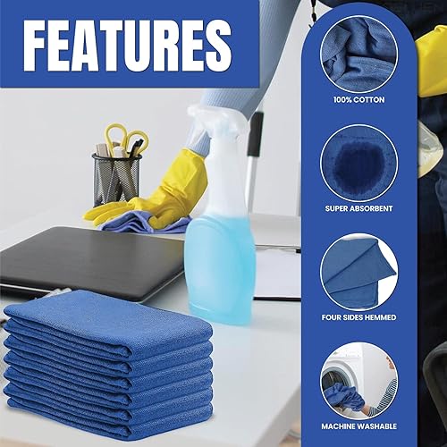 Miniatura 7 de Blue Huck Towels - Paquete de 100 toallas de limpieza a granel, multiusos para ventanas, vidrio, mecánicos, garaje y comerciales, paños absorbentes