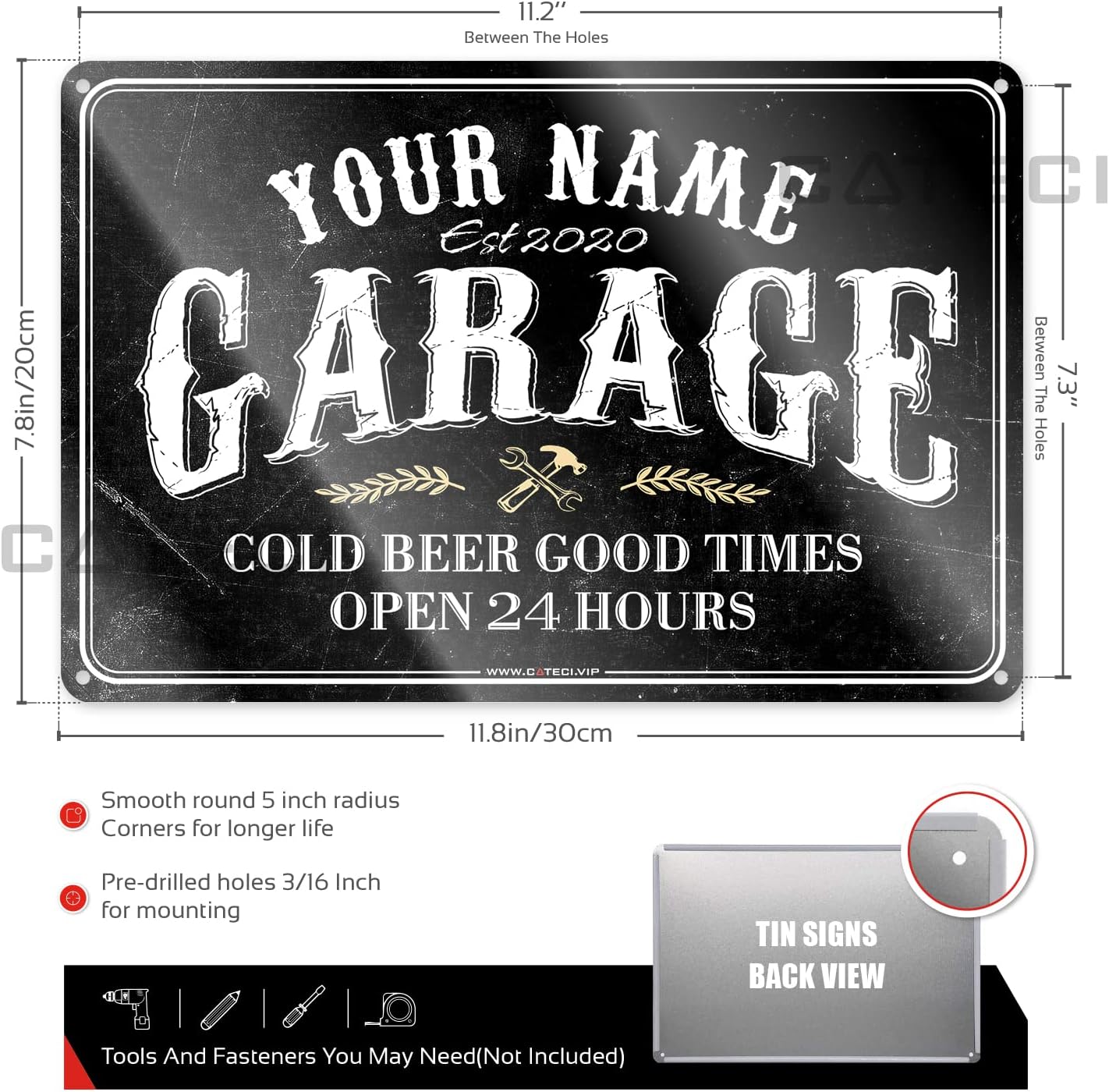 Custom Vintage Garage Sign 8x12in– Personalized Rustic Metal Wall Art for Man Cave, Workshop, Indoor/Outdoor – Fade Resistant & Weatherproof – Unique Gift for Dad, Husband, Car Lover image 4